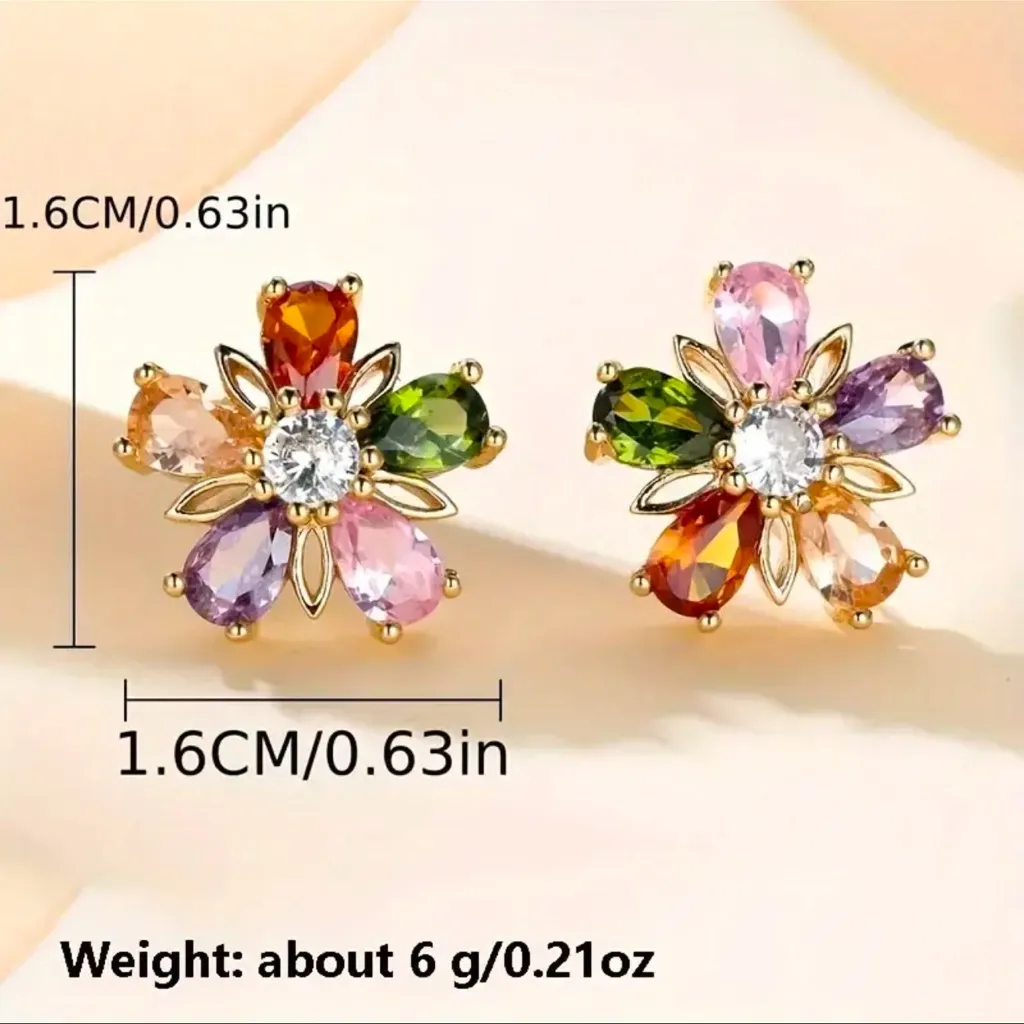 Elegant Multicolor Floral Earrings NWT - Image 3
