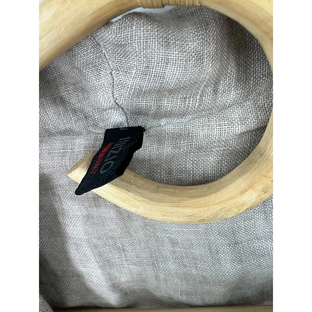 INIZIO ITALY | L | Linen Blazer Jacket Women's Tan Natural One Button Size L - Image 3