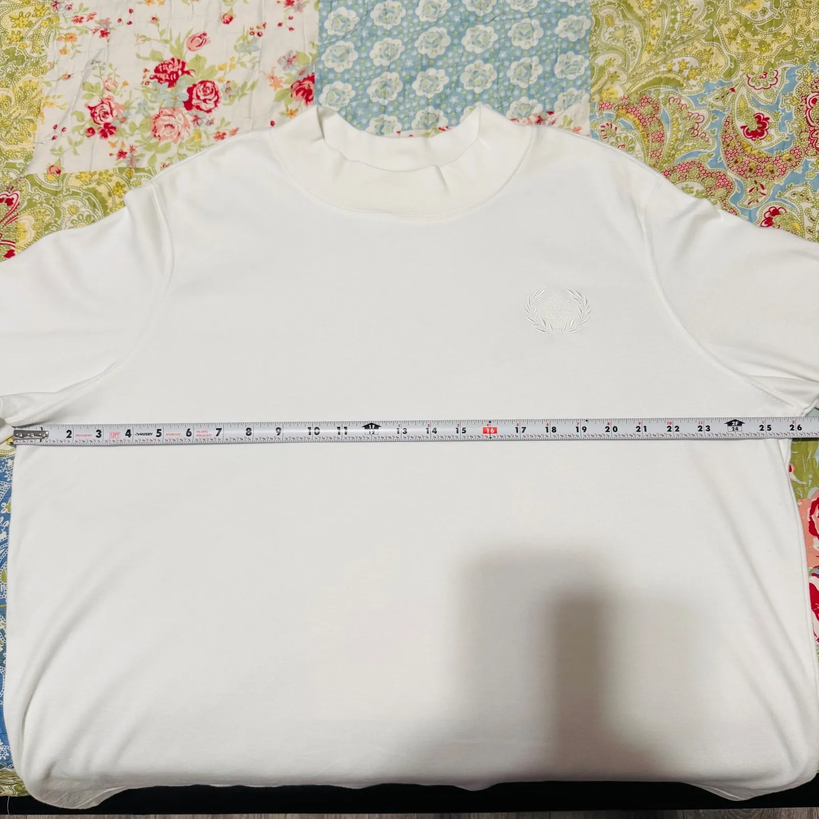 BLAIR Women's White Mock Neck Long Sleeve Top with Crest Emblem 2XL Old Money - Image 7