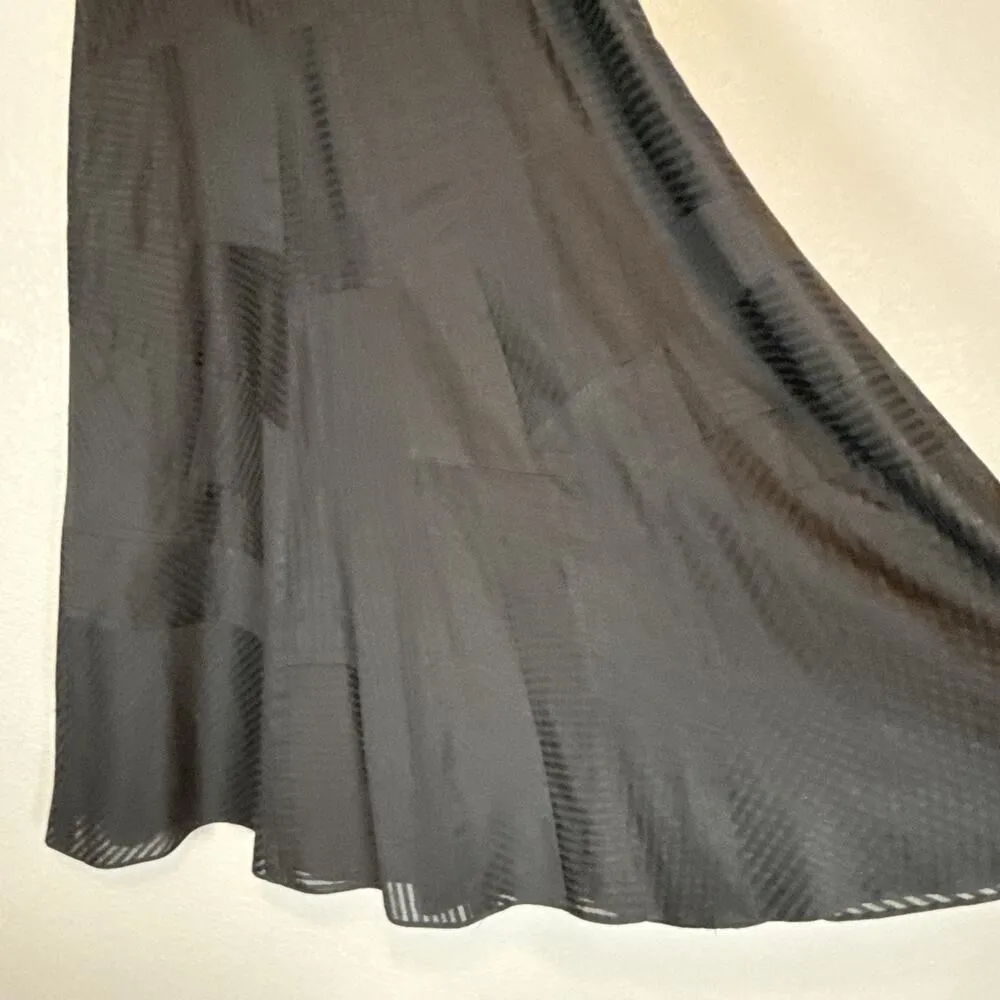 Carlisle Women Tonal Stripe Midi Maxi Skirt Size 12 Black Cotton MInimal Classic - Image 3