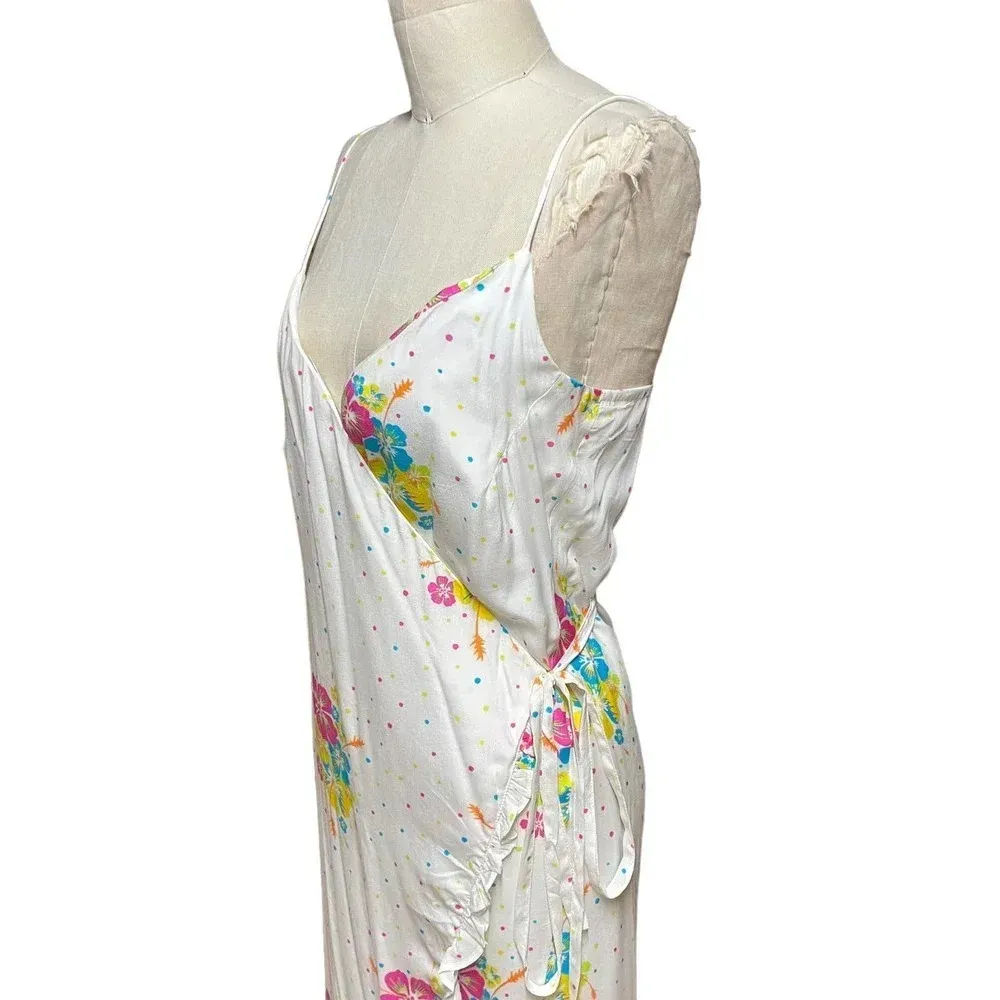 All Things Mochi Melanie Maxi Dress Wrap Floral Polka Dot Ruffle‎ White Size XS - Image 7