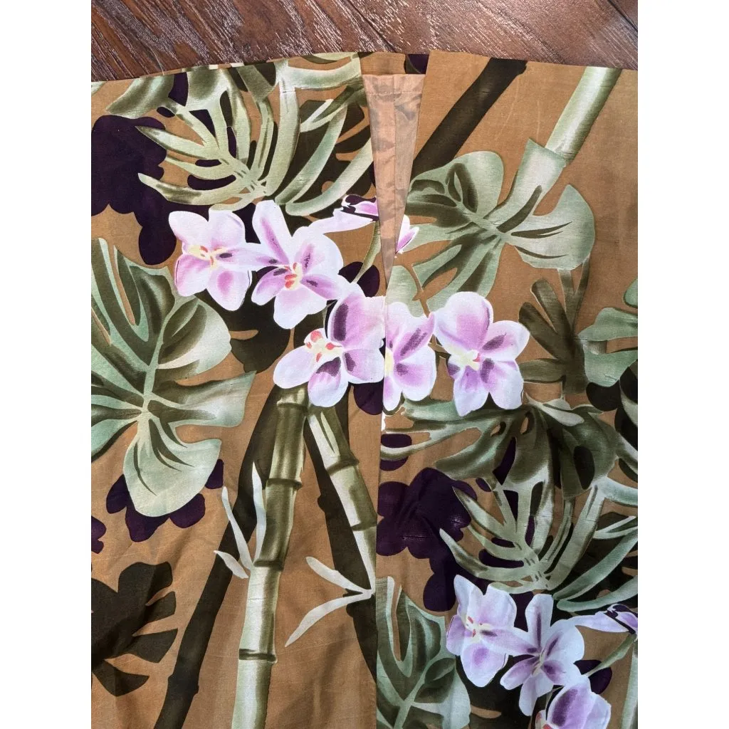 NEW Harvé Benard Womens 100% Silk Tropical Wrap Chic Skirt 18W Brown Pink Green - Image 12