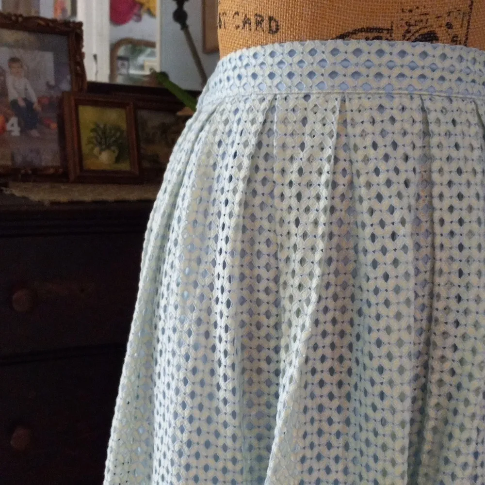 Asilio Revolve Lemonade Lake Embroidered Eyelet A-line Midi Skirt in Sea Mist - Image 3