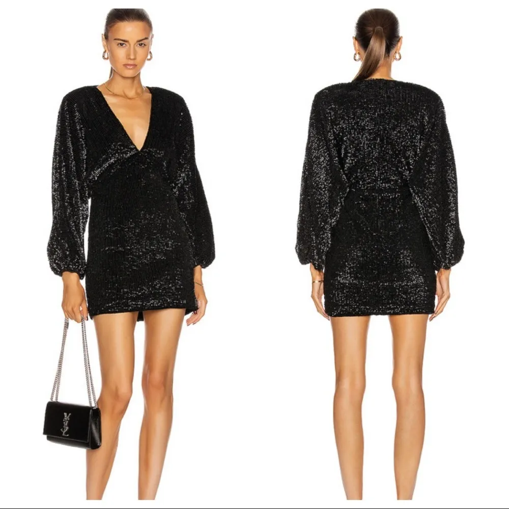 Retrofete Aubrey black long sleeve mini dress small NWT - Image 11