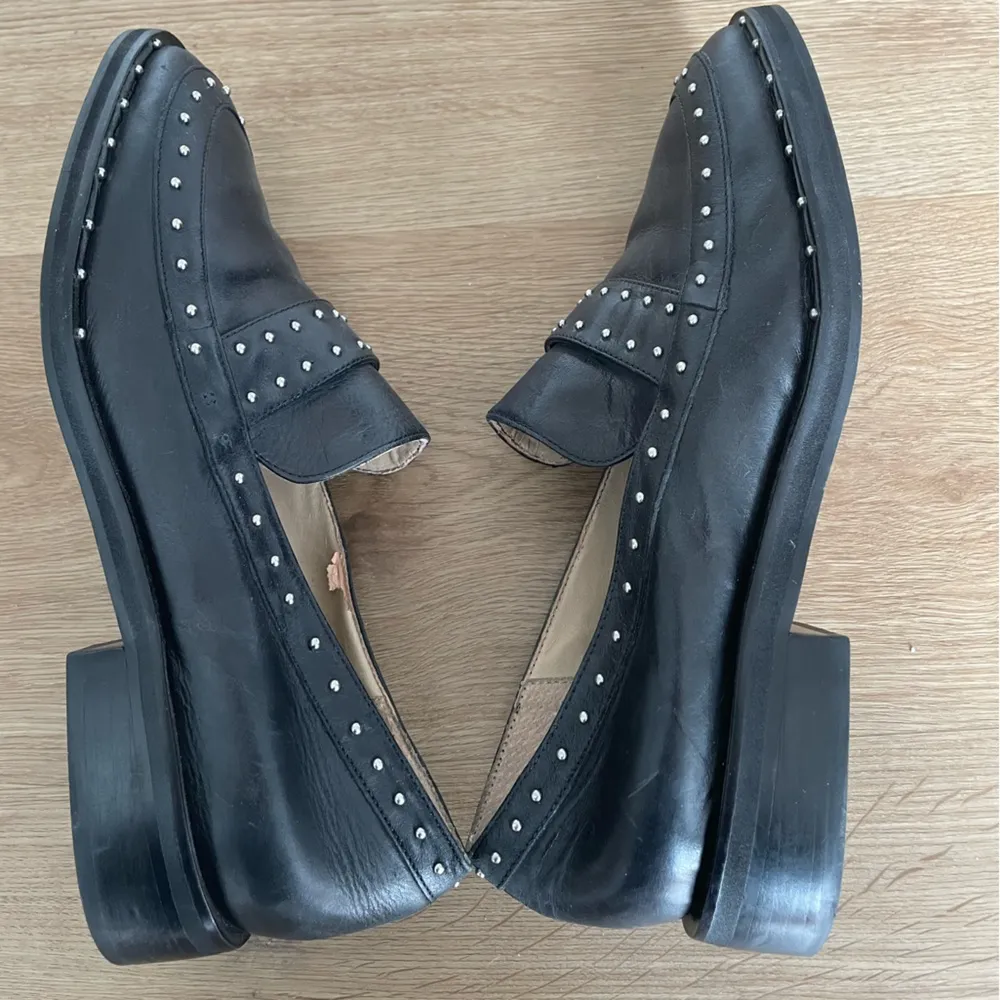 LF/Life Leather Black Silver Studded Loafers Size 7.5 - Image 6
