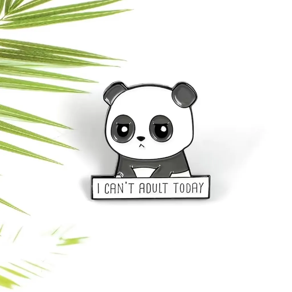 Panda I‎ Can’t Adult Today Brooch Pin Enamel Black/White Black - Image 3