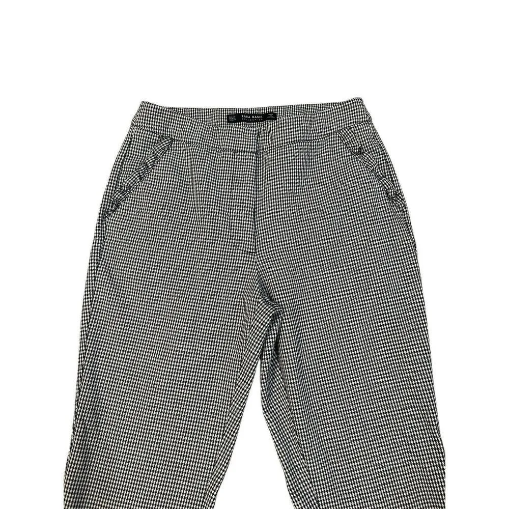 Zara Women’s Tweed Trousers Houndstooth white Black Size XS Career Business - Image 2