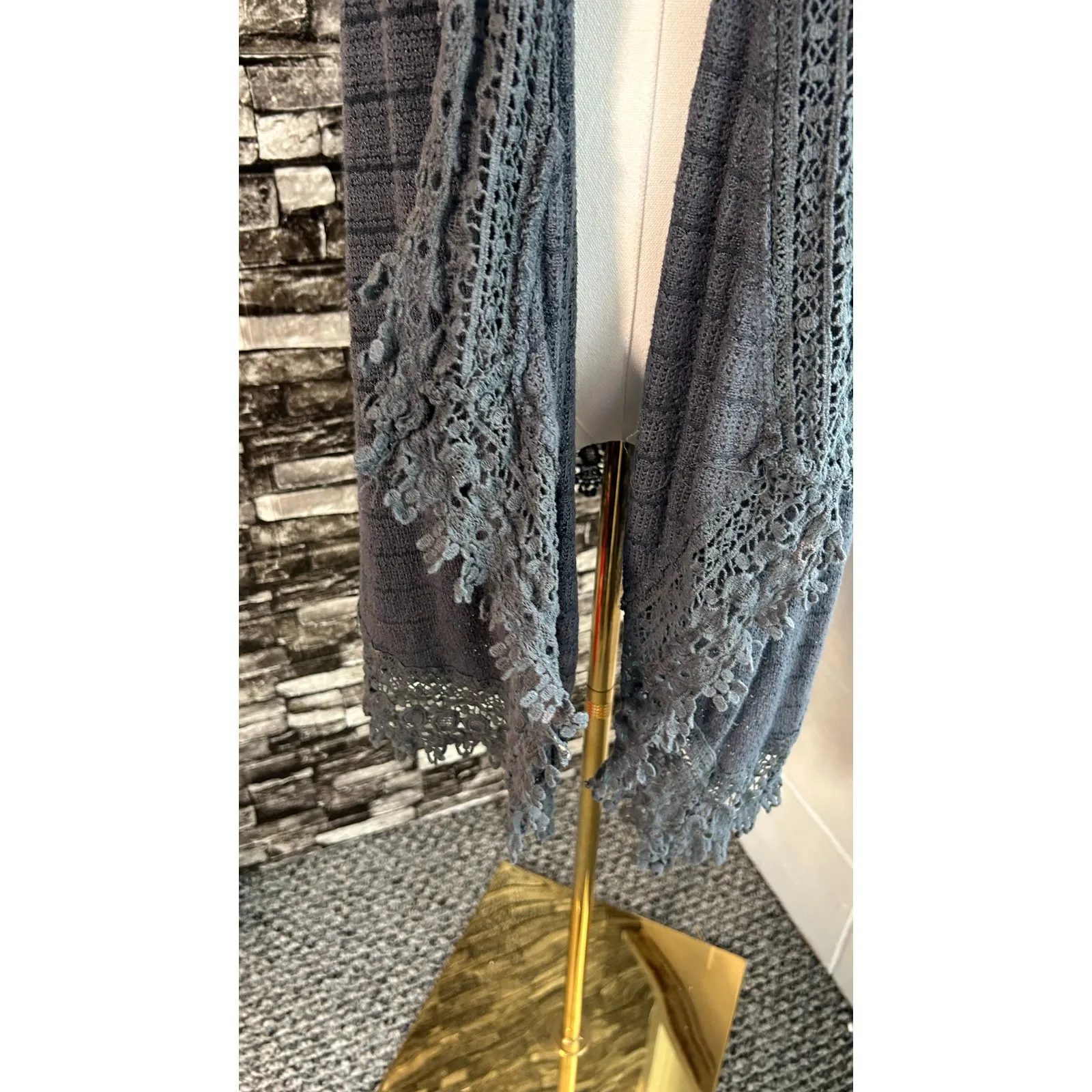 Eyeshadow Crochet Vest Med Asymmetrical Hem Army Green Boho Punk Retro Cottage - Image 4