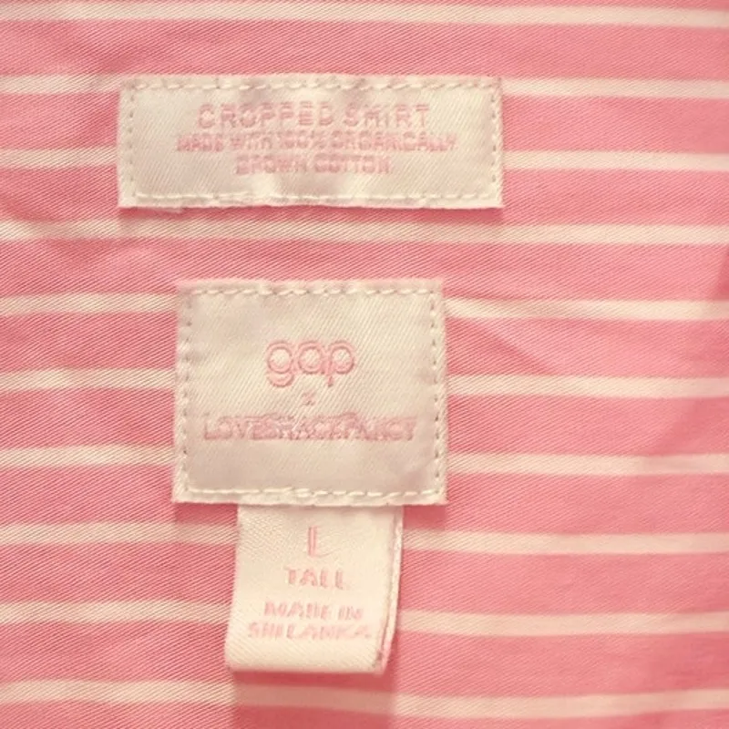 Gap × Loveshackfancy Baby Pink 100% Organic Cotton Cropped‎ Shirt Casual Easter - Image 5