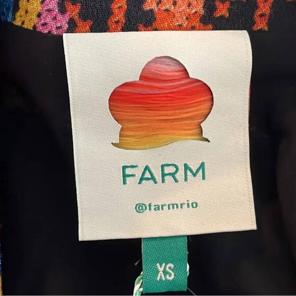 FARM RIO Macaw Island Printed Maxi Dress Tropical Vacation XS Black - Image 15