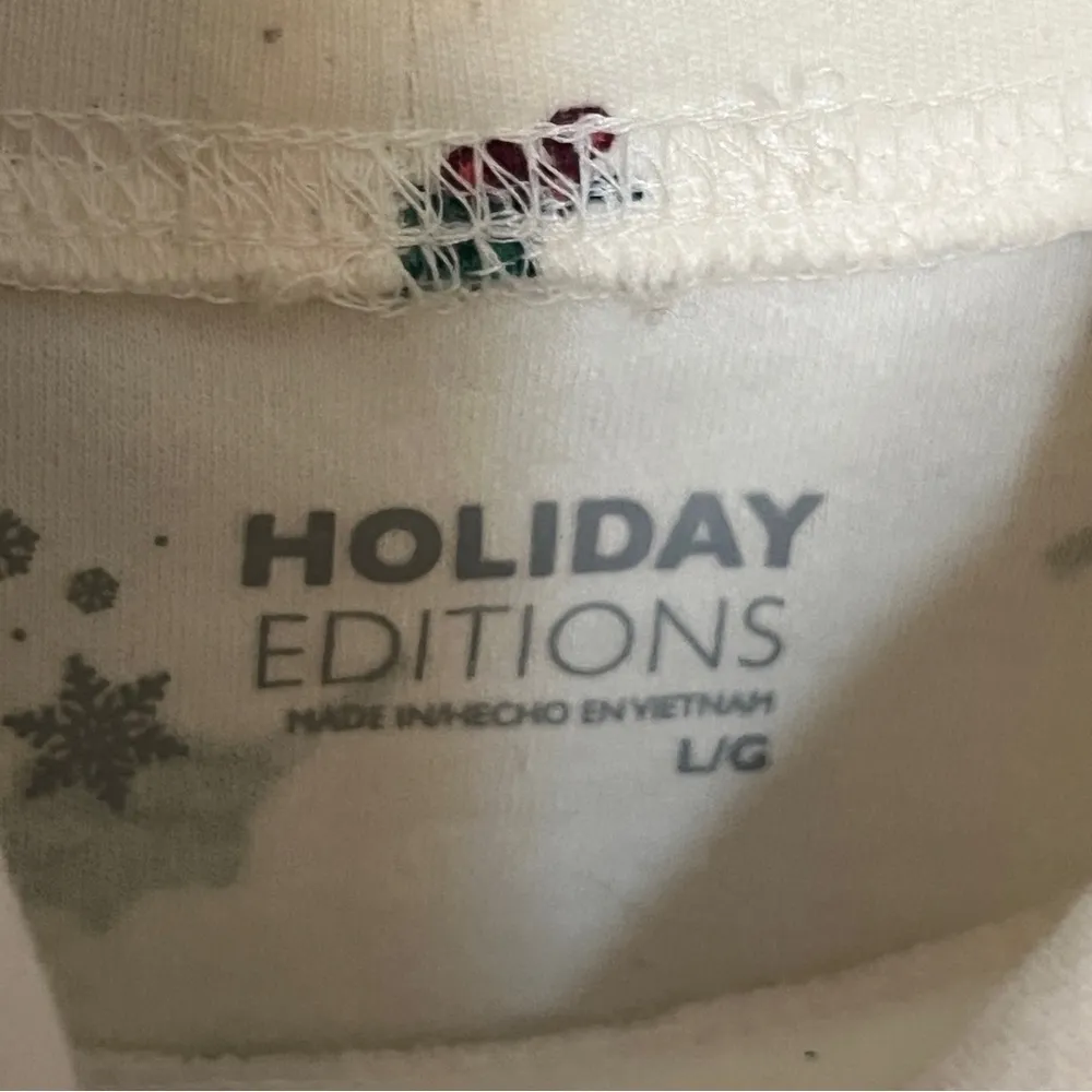 Christmas Holiday Holly Ivy Festive Turtle Neck White Green Large - Image 4