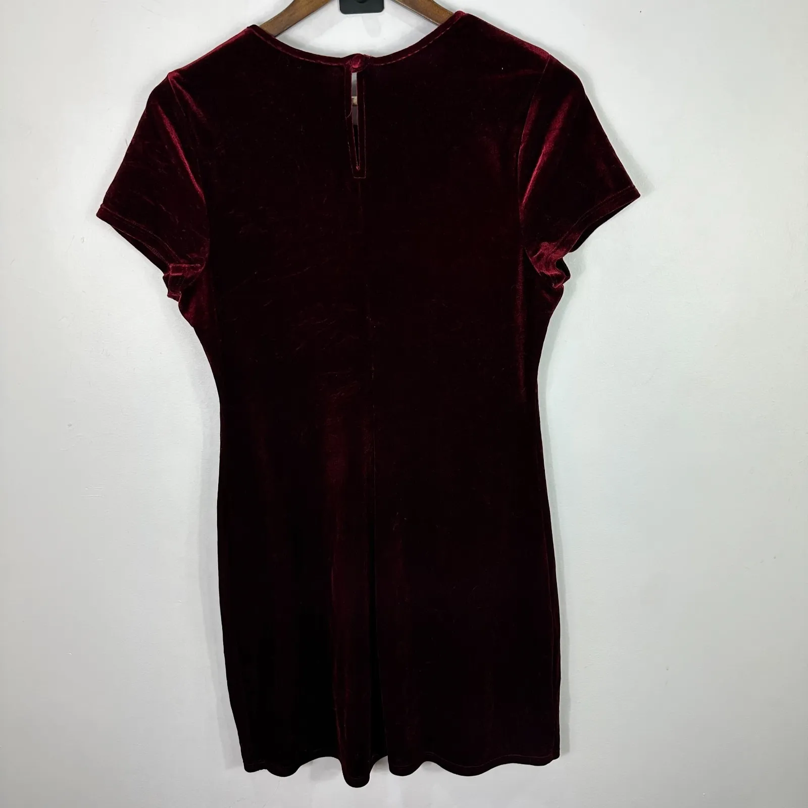 Vintage 90s Burgundy Velvet Mini Dress Whimsigoth Fairy Grunge Coquette 13/14 Red Size undefined - Image 6