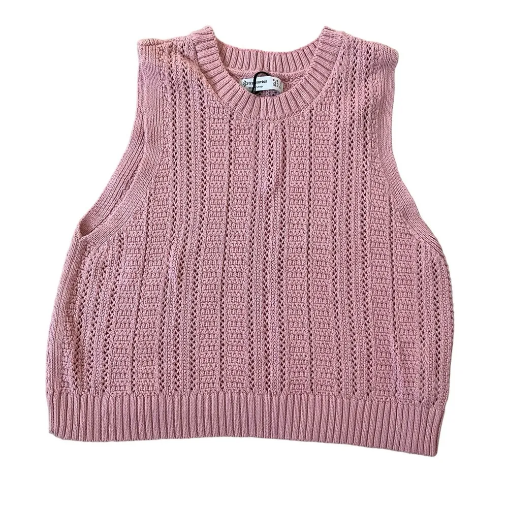 Stradivarius Pink Knit Crop Top Size S (4-13) - Image 3