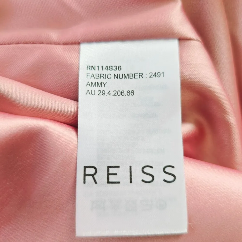 Reiss Pink Ammy Semi-Sheer Fitted Satin Cocktail Dress Sleeveless Women's Size 4 - Image 11