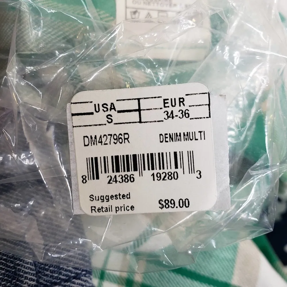 STEVE MADDEN Womens S Denim Flannel Mix Shirt Jacket Green Plaid NEW - Image 13