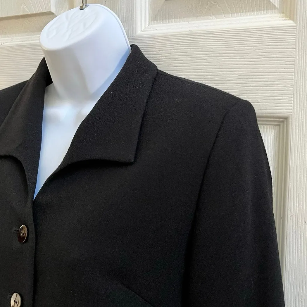 Vintage Pendleton Black Virgin Wool Shoulder Pads Boxy Crop Blazer Size 6 USA - Image 3