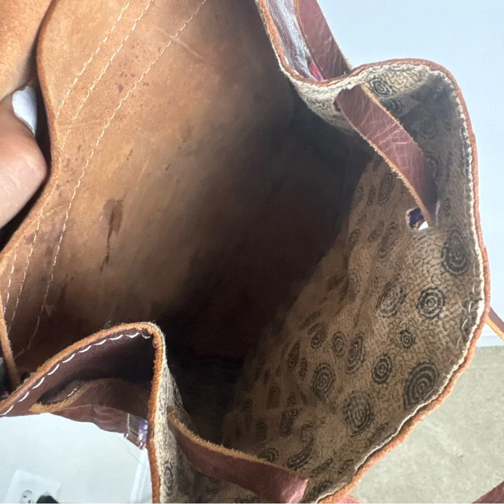 Handmade Vintage Style Boho Aztec Leather & Kilim backpack - Image 8