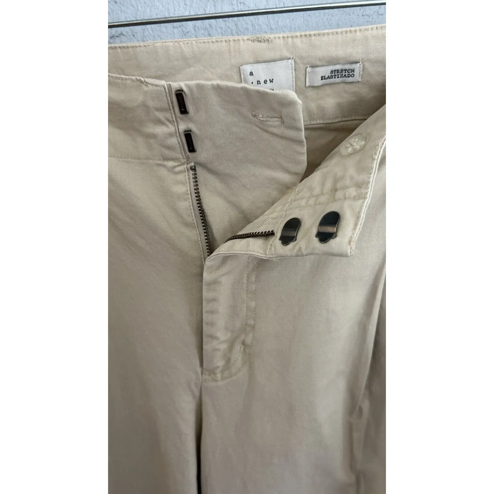 A New Day Women’s High Rise Wide Leg 12" Beige Paper Bag Pants (Size 14) Hobo - Image 3