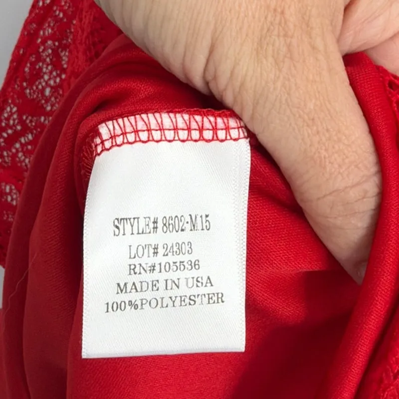 Slinky Y2K Lace Baqbydoll Midi Dress Sz L Red Valentines Romantic Cocktail - Image 9