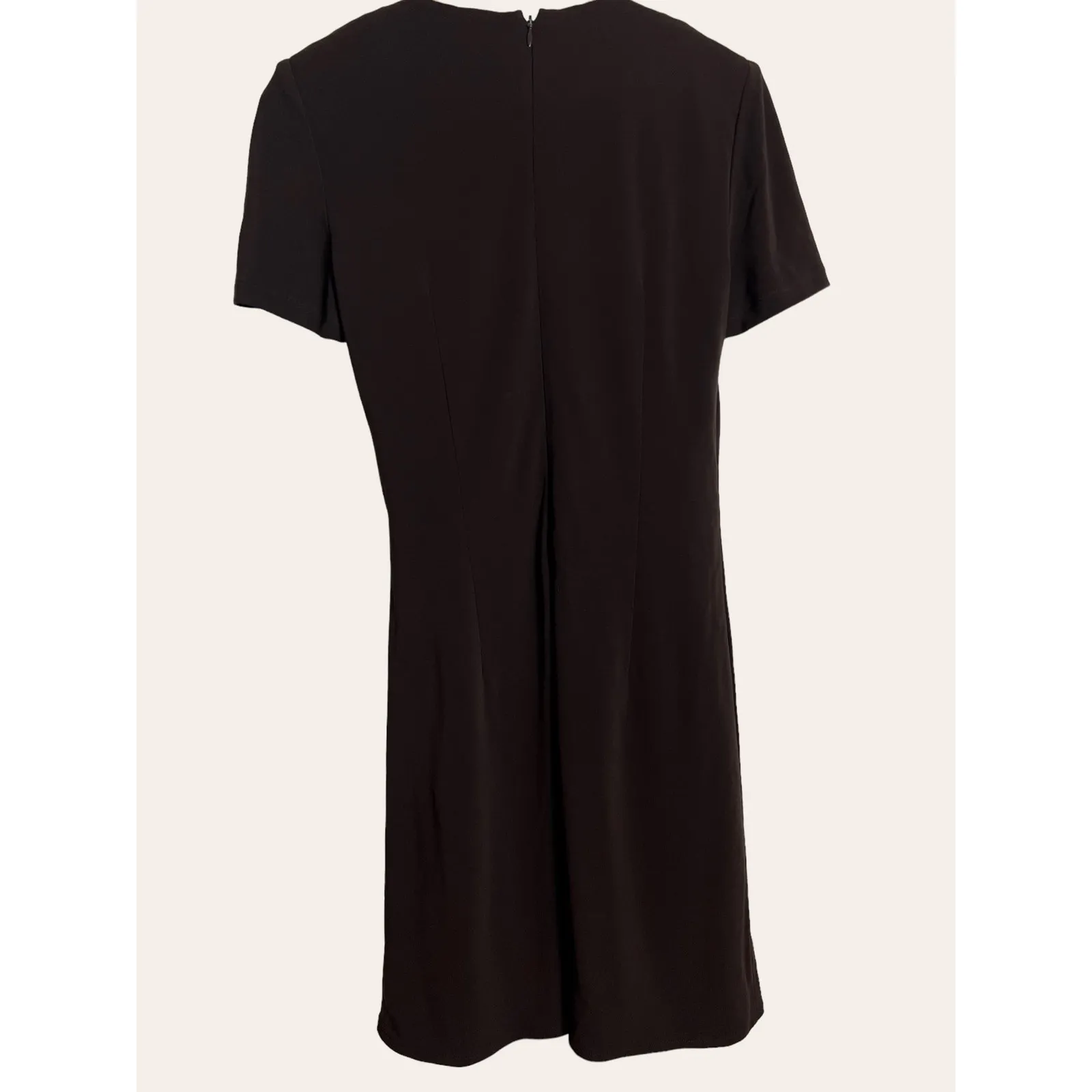 Kay Unger Chocolate Brown Short Sleeve V-Neck Wrap Dress Size 10 - Image 6