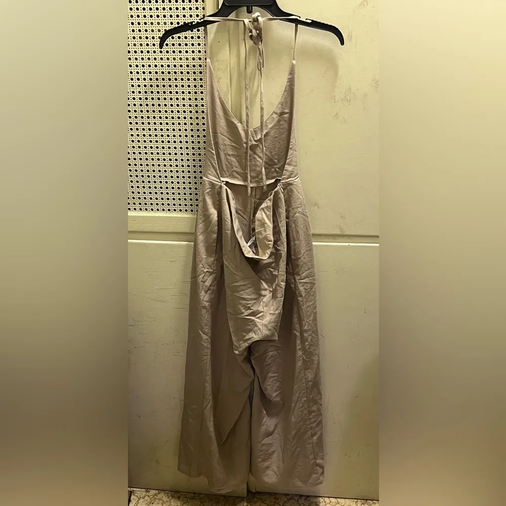 Easy LG Creme cotton canvas halter pant suit Tan - Image 3