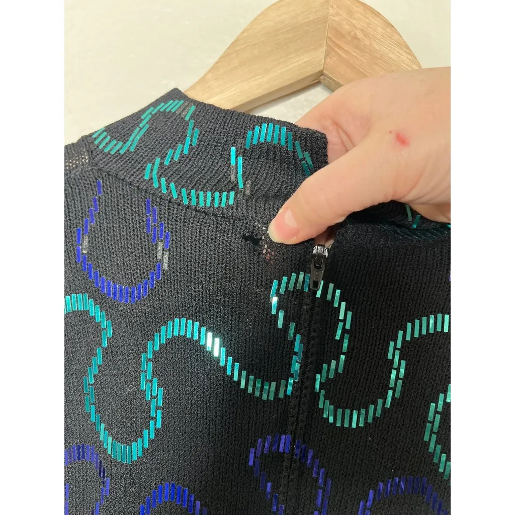 Vintage St. John for Neiman Marcus Black Long Sleeve Sequin Top 12 - Image 5