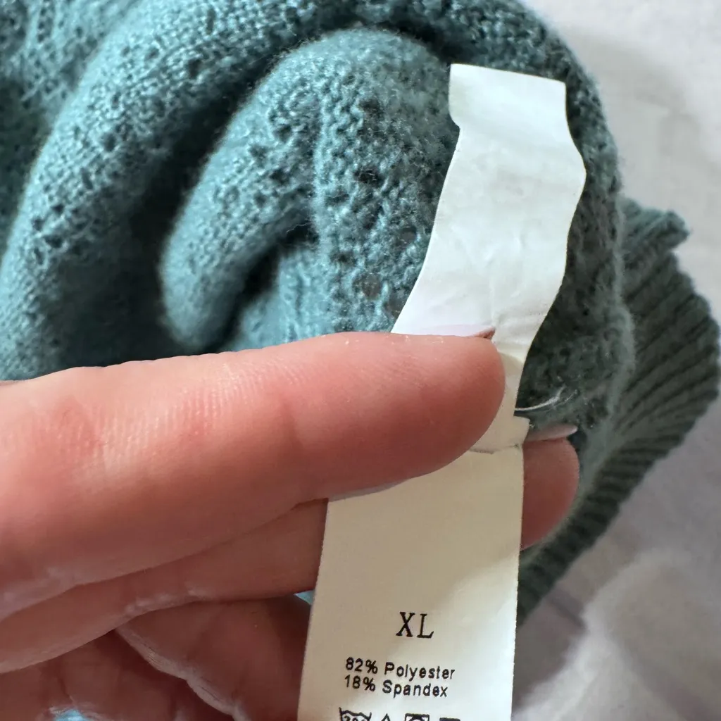 SheIn  Blue Diamond Pattern Crew Neck Sweater - Image 5