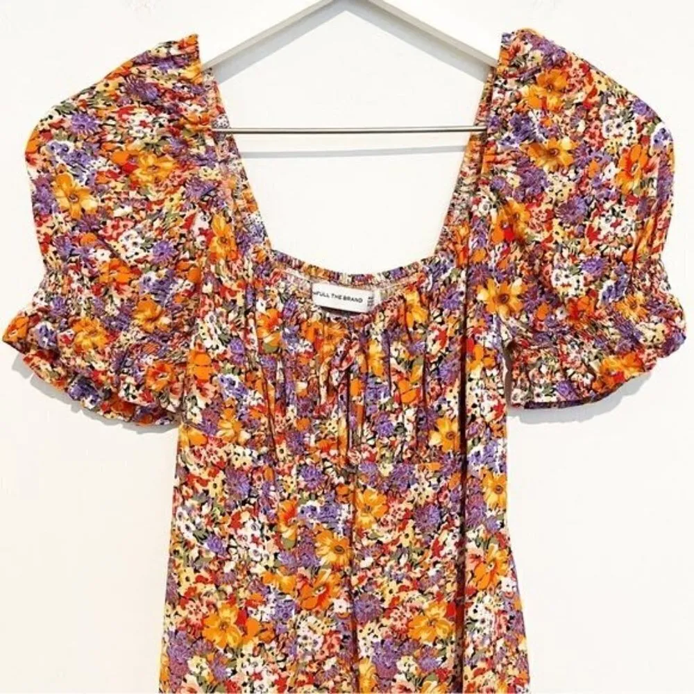 Faithfull The Brand Orange Floral Iris Dress Revolve Summer Boho Prairie‎ Size 4 - Image 4