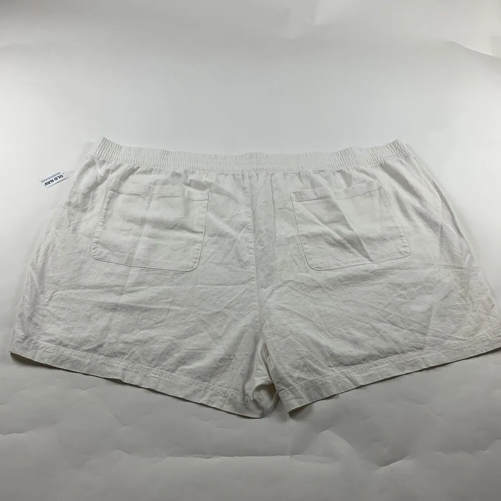 Old Navy White Linen Blend High Rise Comfort Waistband Shorts 4X New - Image 5