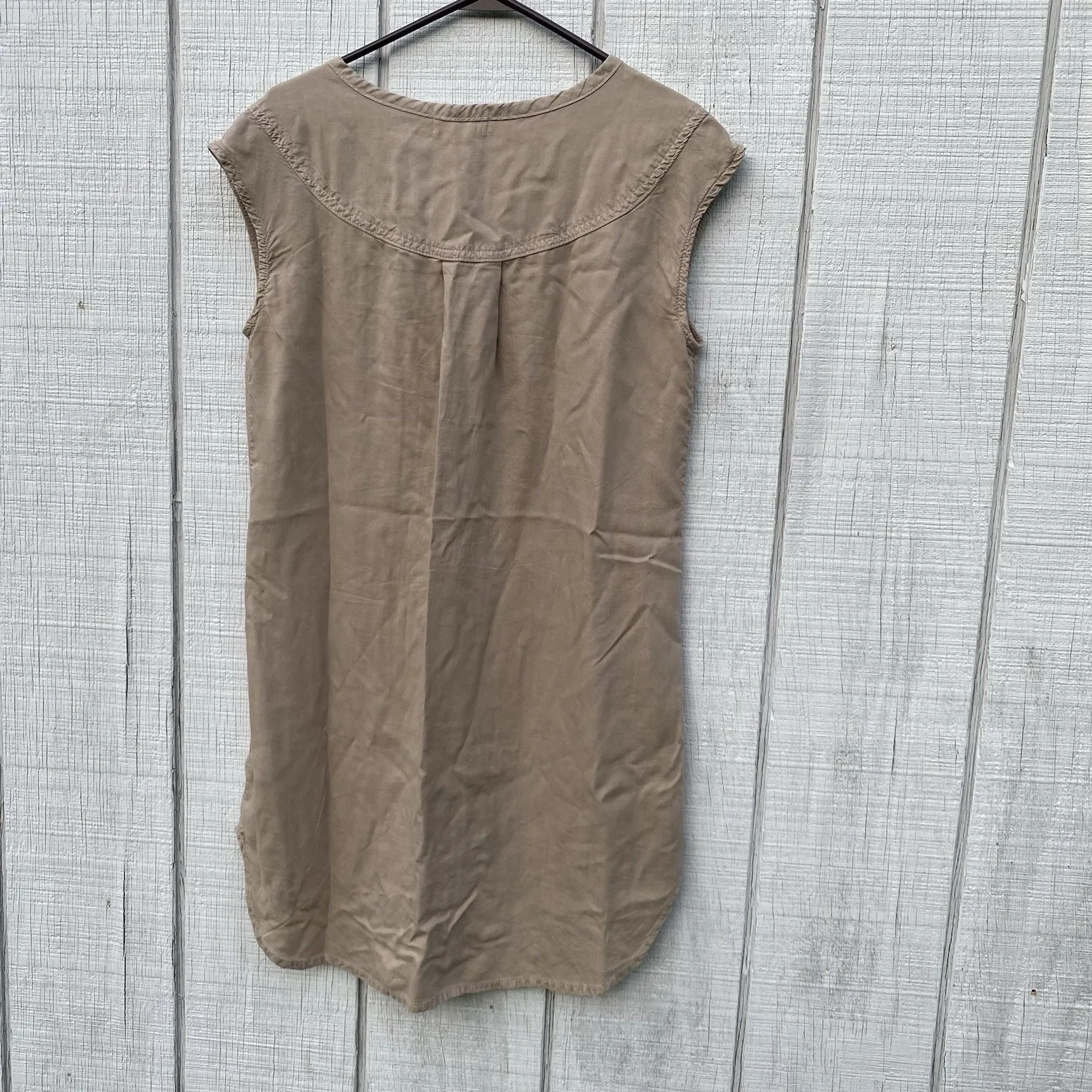 Cloth & Stone Solid Tan Shortsleeved Tunic Short Dress Small S Summer Shift - Image 3