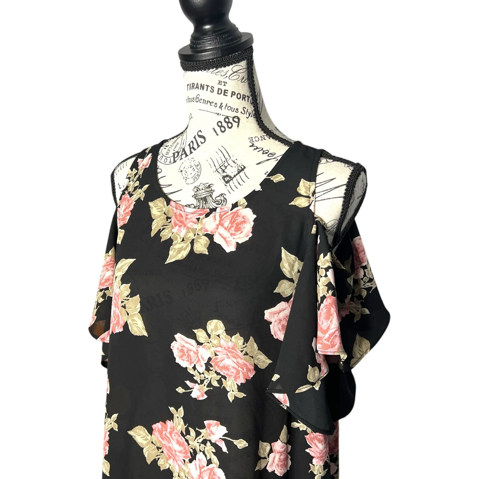 Fortune + Ivy MEDIUM Anwe Cold Shoulder Top - Stitch Fix Floral Chiffon Blouse - Image 13