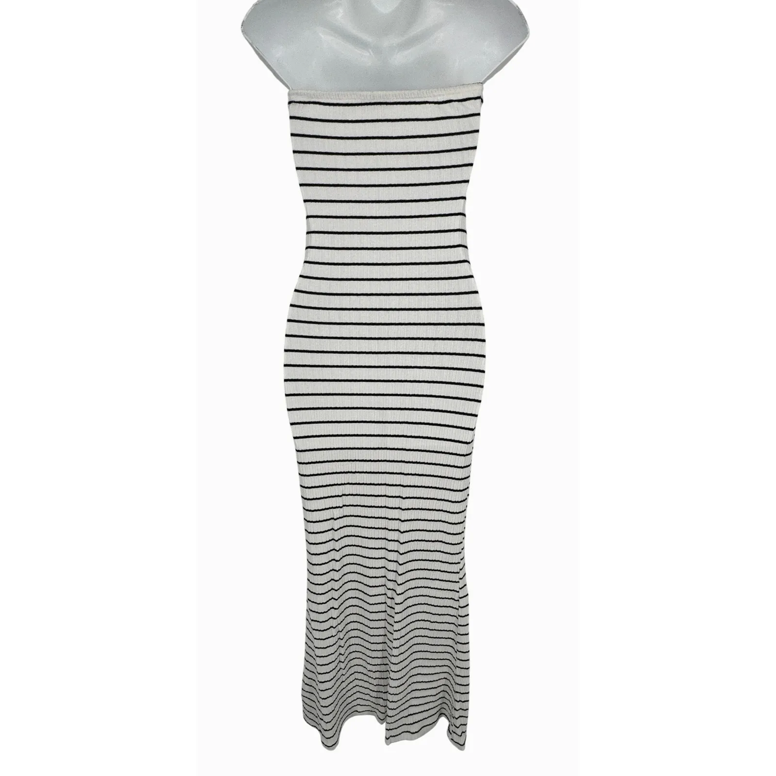 NA-KD Front Twist Maxi Tube Dress Small White Black Stripe Summer Minimalist‎ - Image 7