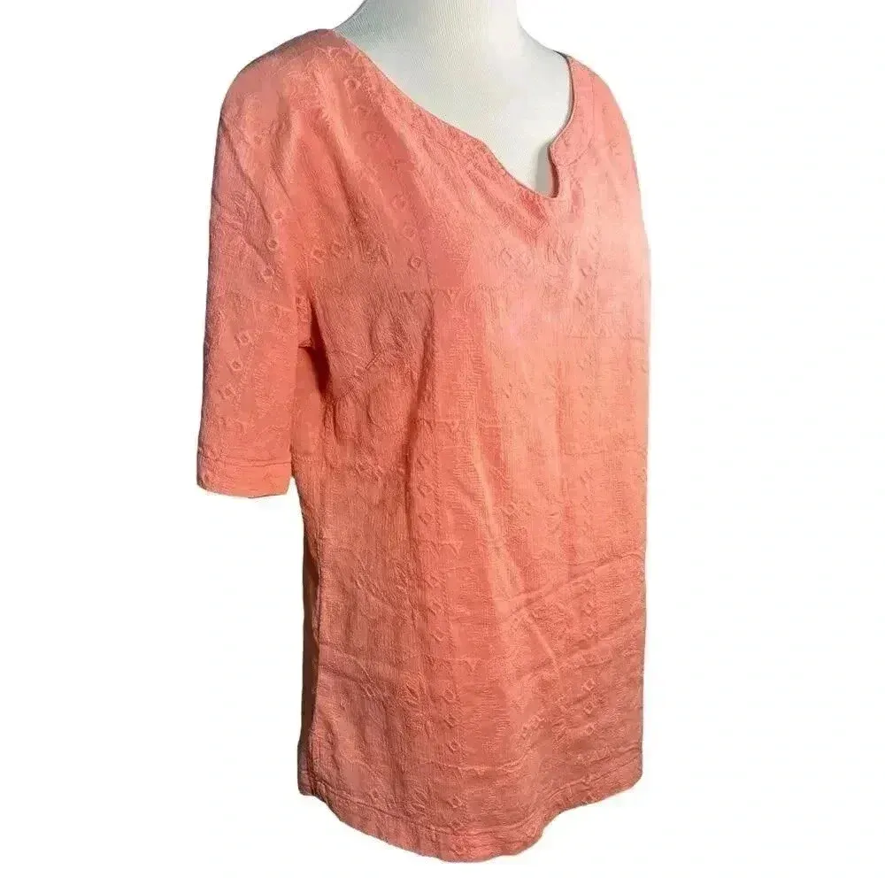 White Sierra‎ Peach Lightweight Casual 100% Cotton Top - Image 2