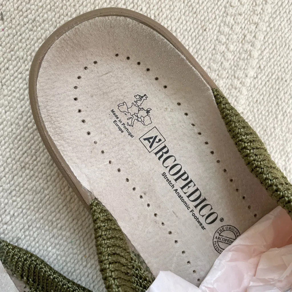 Arcopedico Knit Mule Slip On Shoes Size 8.5 Green Artsy Lagenlook Euro Summer - Image 2