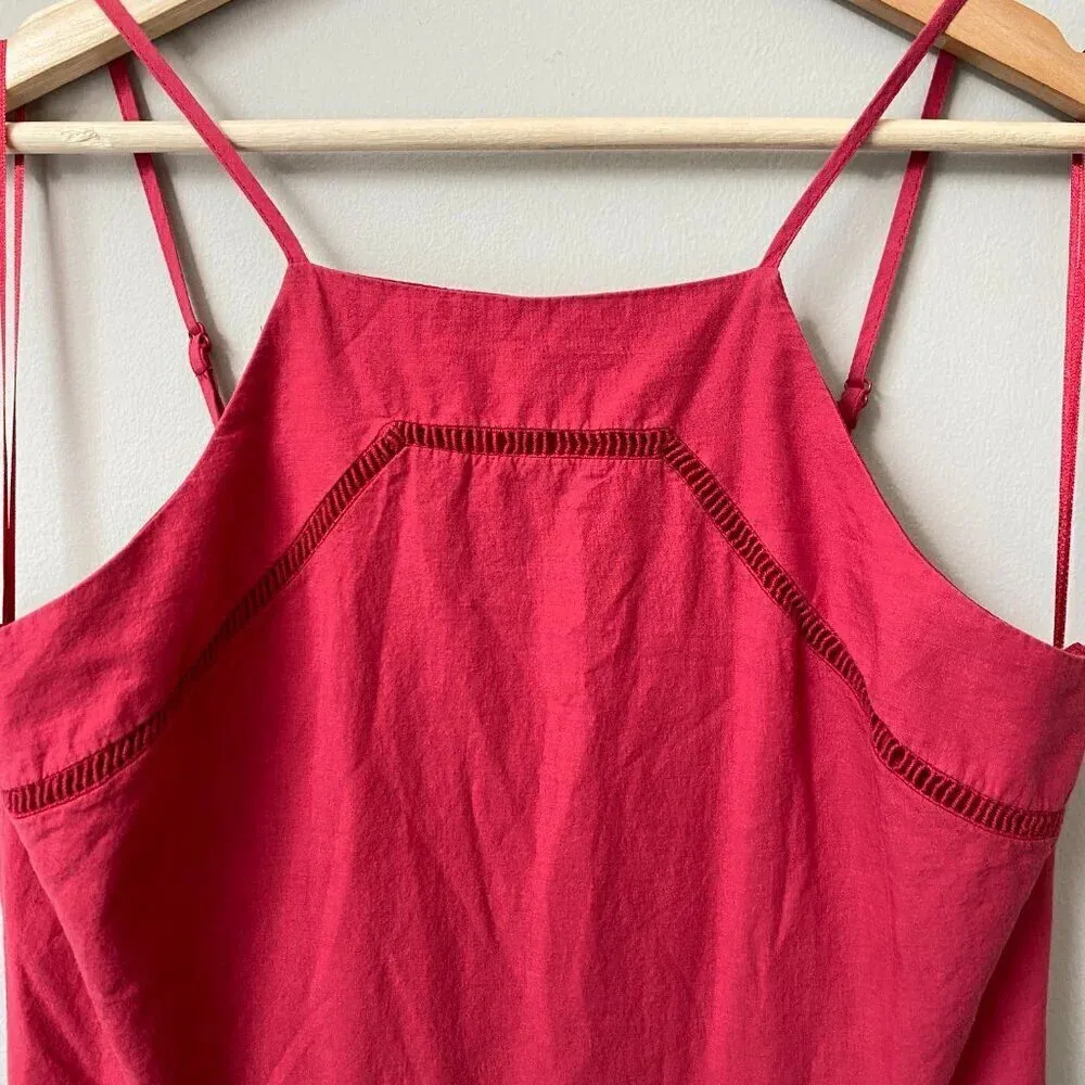 Blue Rain Women's Medium Sleeveless High Neck Boho Eyelet Scalloped Red Romper - Image 6