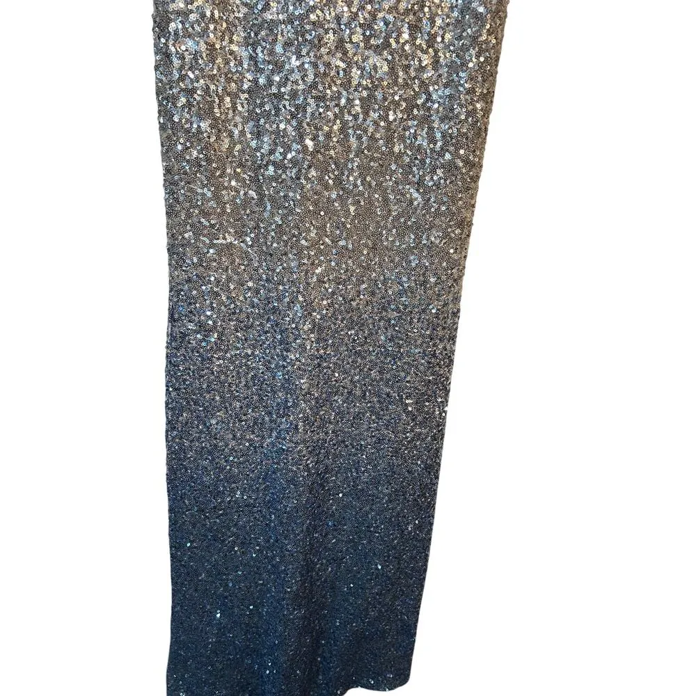 Ever Pretty silver to blue sparkly maxi prom dress - Image 4