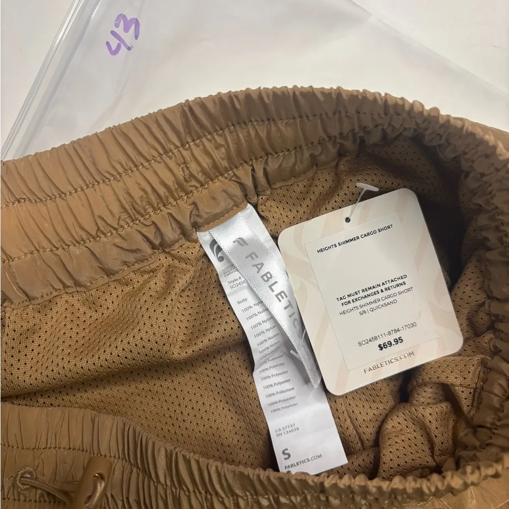 Fabletics Size Small Heights Shimmer Cargo Shorts Drawstring Elastic Waist New - Image 5