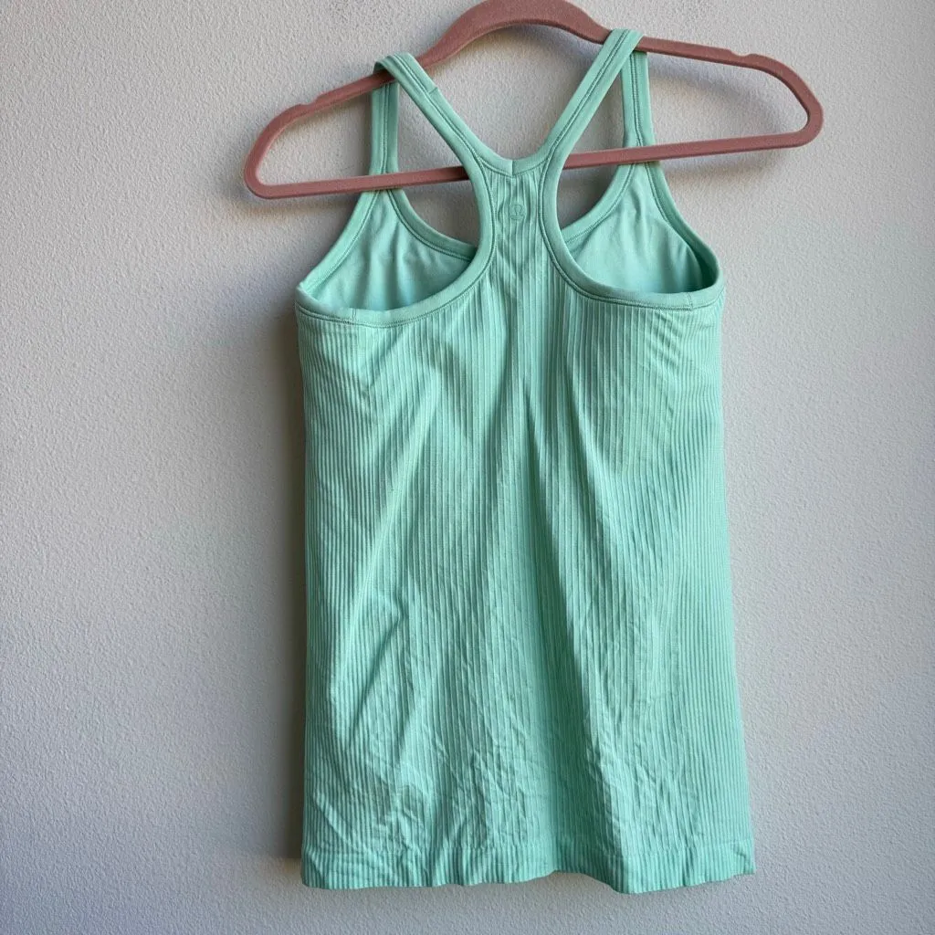 Lululemon Wild Mint Green Ebb to Street Ribbed Racerback Tank Top Size 8 Medium - Image 4