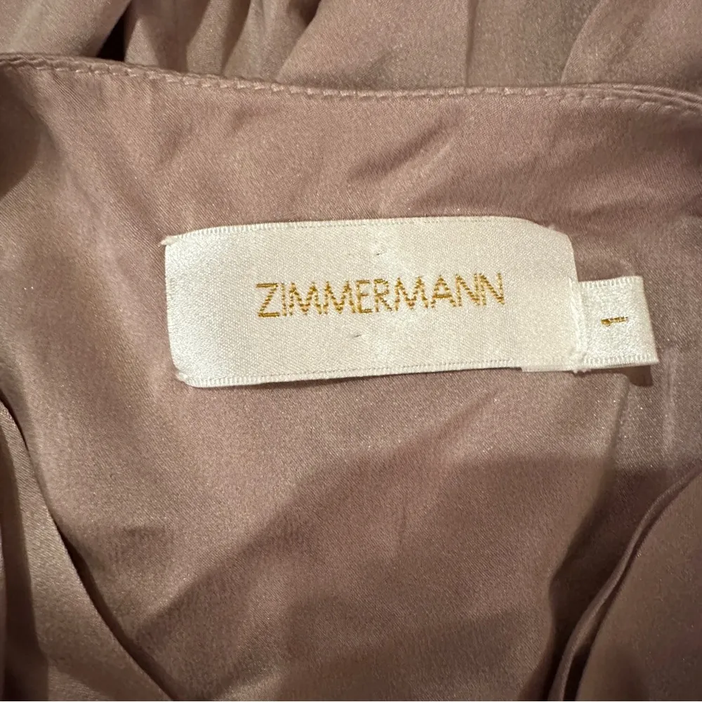 Zimmerman 100% Silk Sueded Billow Cold Shoulder Tie Asymmetrical Mini Dress Sz 6 - Image 8