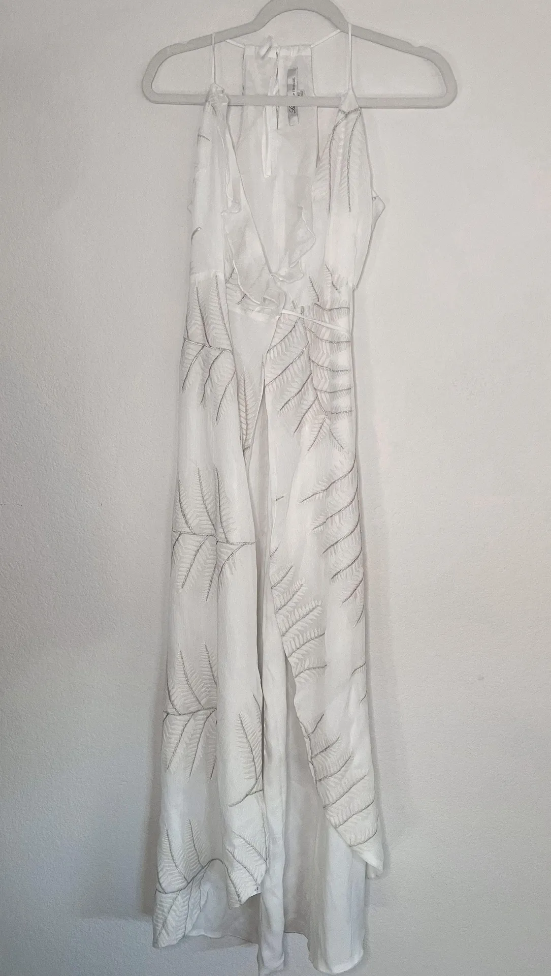 Lover + Friends Nostalgia White Embroidered Wrap Tie Maxi Midi Dress  - Image 3