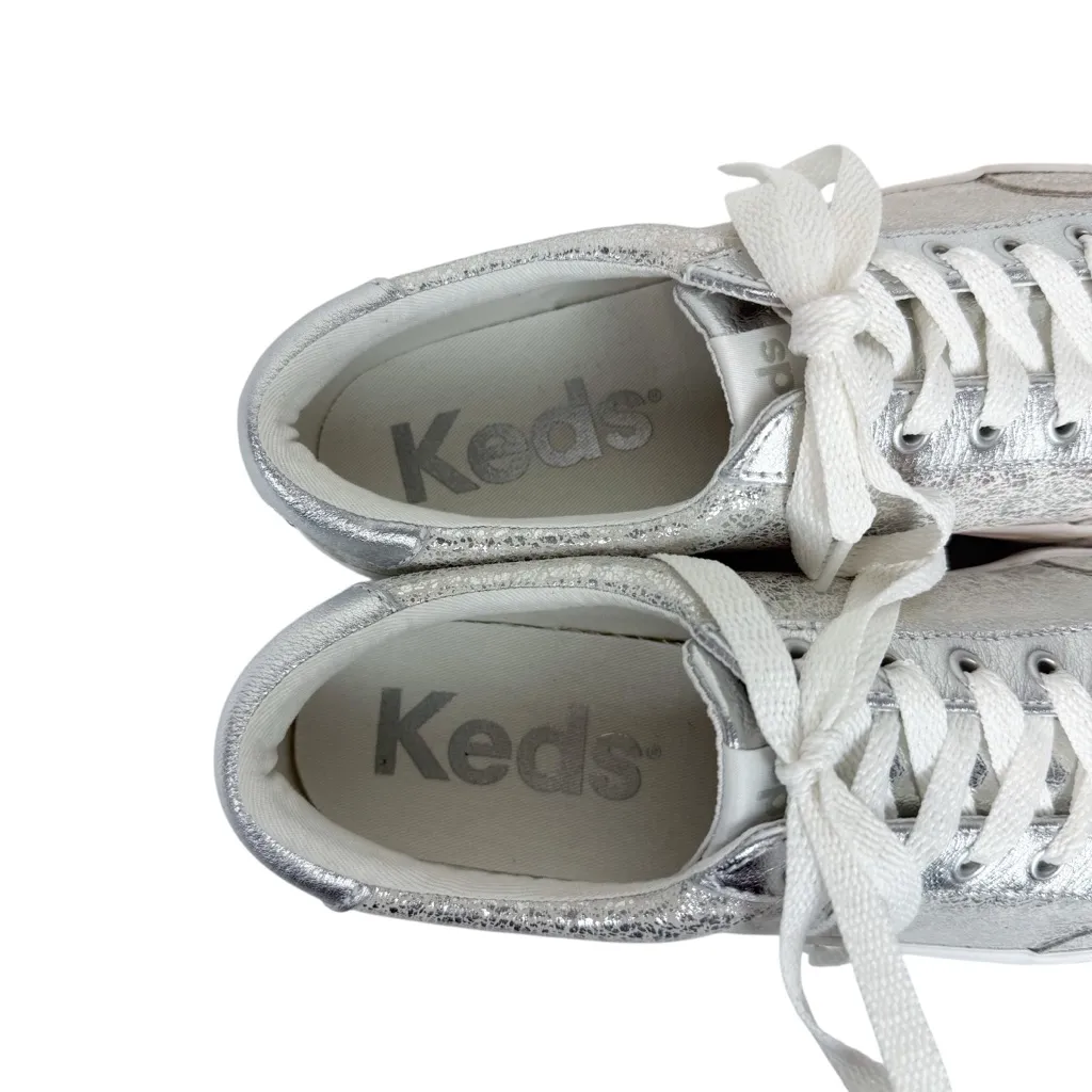 Keds‎ Jump Kick T-Toe Distressed Metallic Lace Up Sneaker Shoe Silver Size 9 - Image 8
