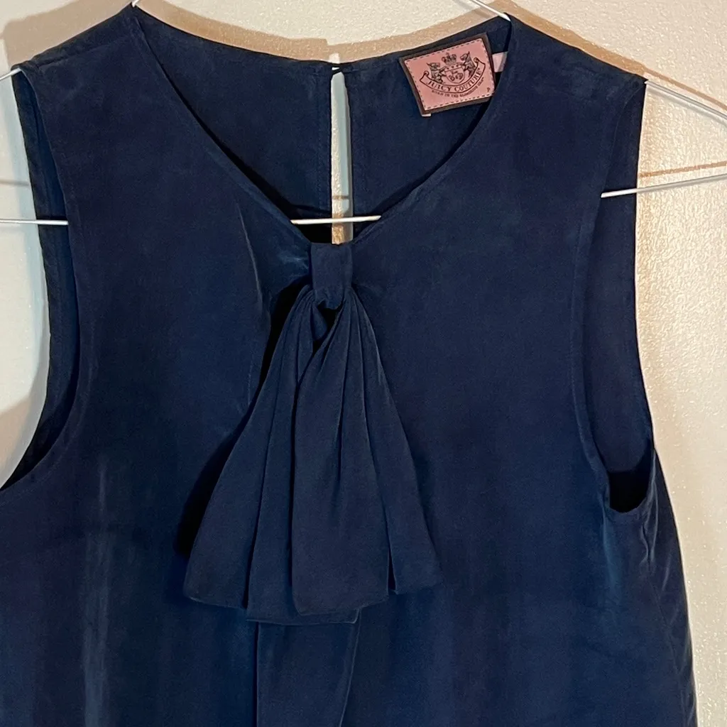 Juicy Couture Silk Dark Blue Sleeveless Blouse - Image 2
