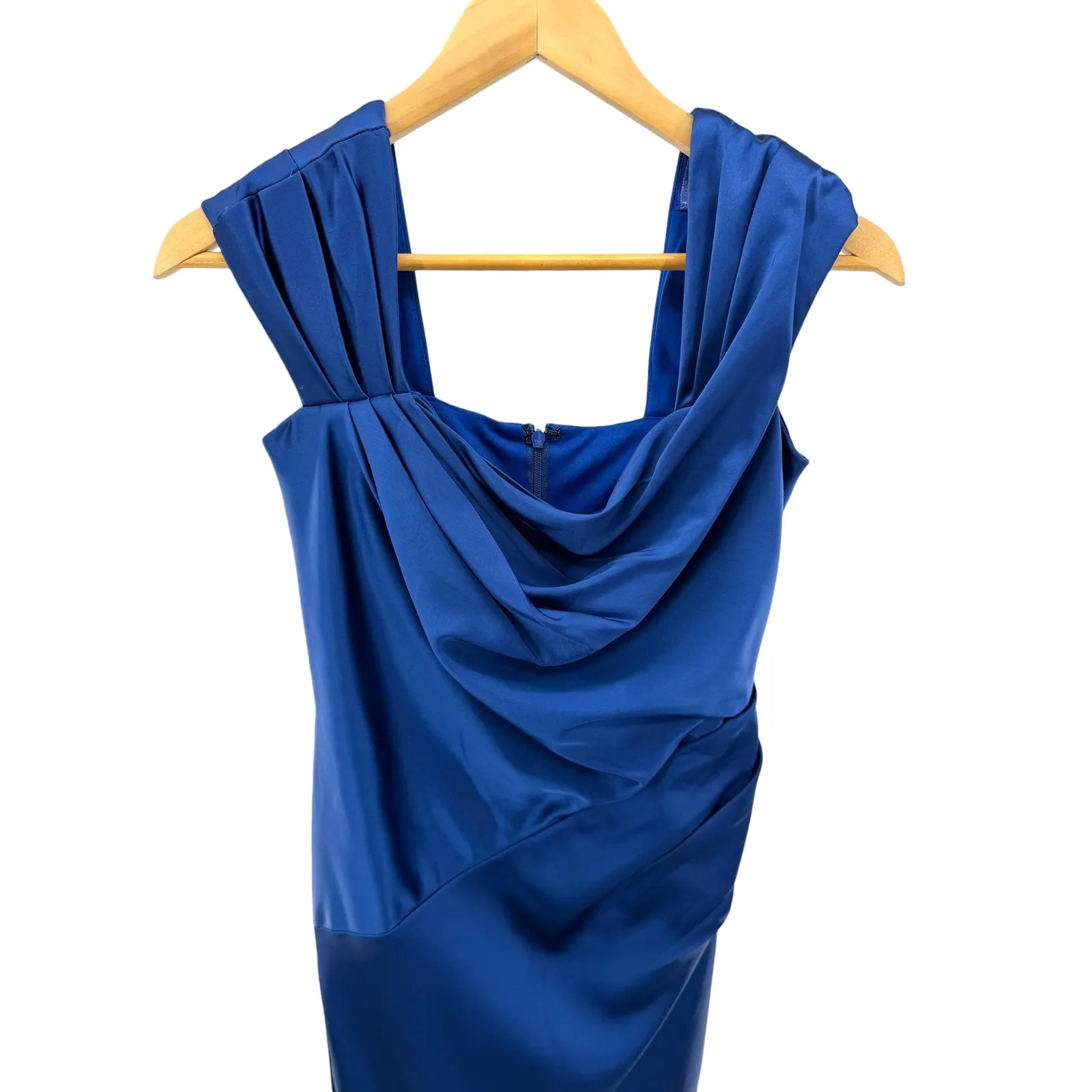 Tadashi Shoji Blue Draped Pleated‎ Sheath Dress Size 0 Formal Cocktail Party - Image 6
