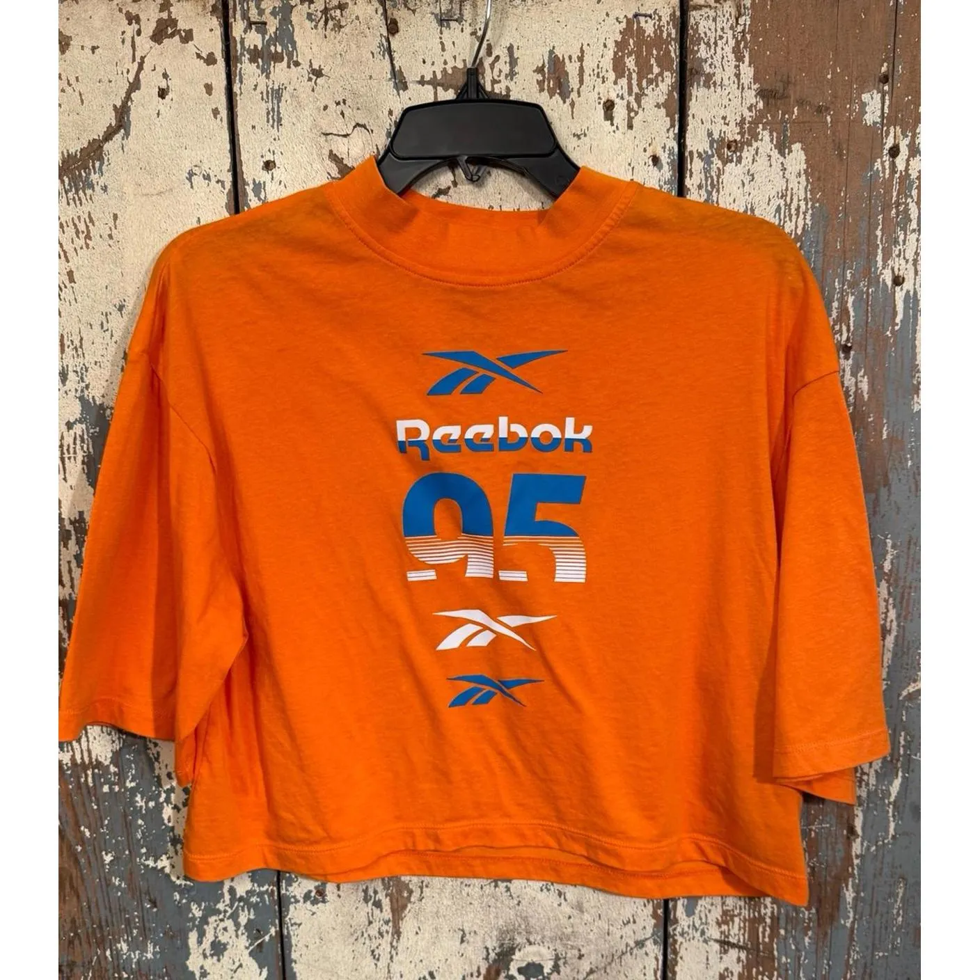 Reebok Sz Small Womens HTF Meet You There MYT Crop Graphic 95 T-Shirt Orange - Image 2