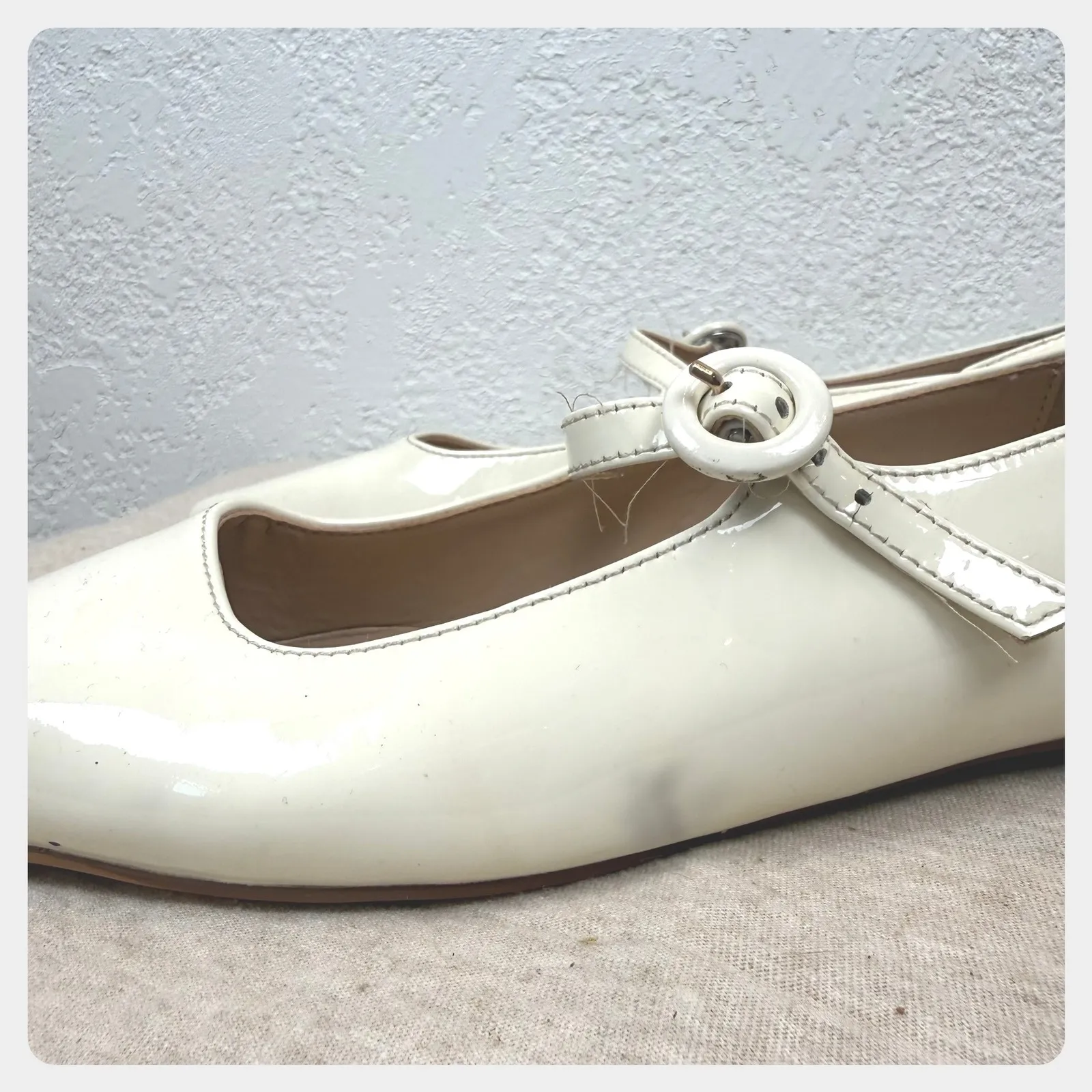 Ann‎ Taylor White Patent Leather Mary Jane Pointed Toe Flats Women Balletcore - Image 4