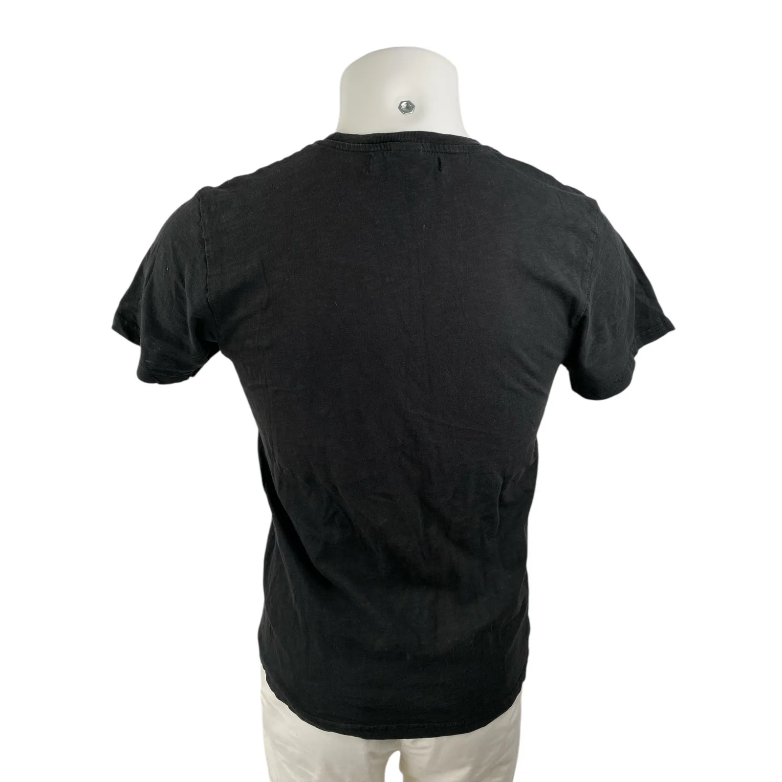 H&M LOGG Mens Black Graphic Print Crew Neck Short Sleeve Basic Tee T-Shirt Top S - Image 2