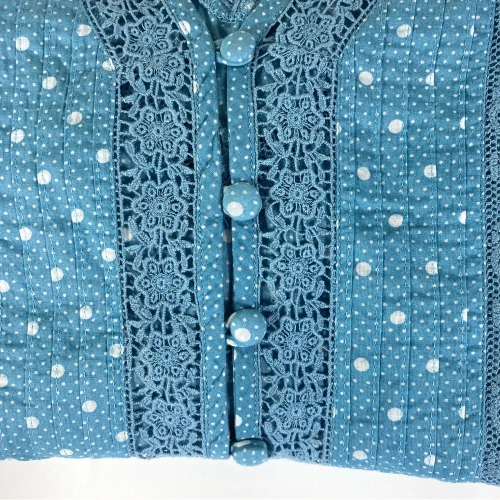 LoveShackFancy Gavilan Top Shirt Blue Bonnet Medium NWT - Image 4