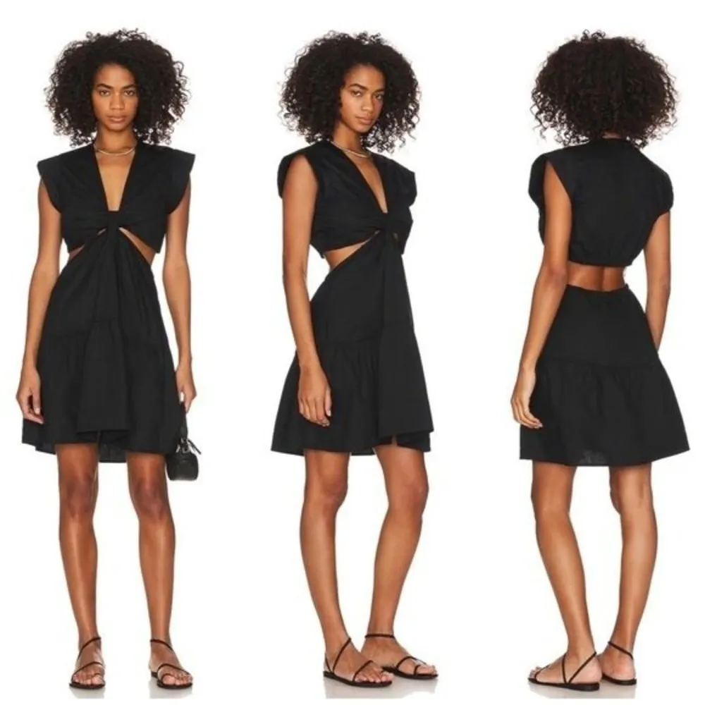 Steve Madden Amanda Black Cutout Twist Front Tiered Mini Dress S NEW - Image 2