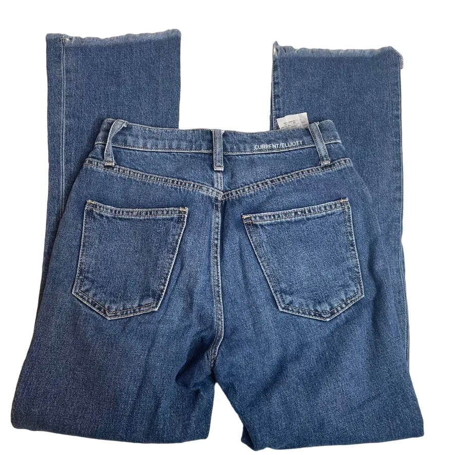 CURRENT ELLIOTT 23 Blue Jeans Straight Leg Slight Flare‎ Denim High Waist Ankle - Image 6