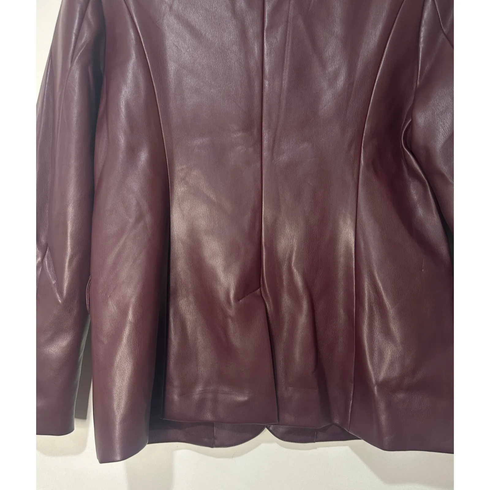 Good American Sculpted Blazer Jacket Malbec Faux Leather Size Large NWT Dressy - Image 13